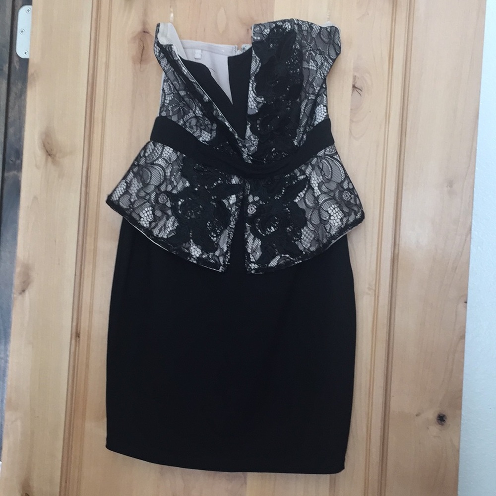 Black/cream strapless sexy dress